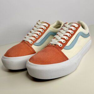 Women's 9.5 Vans Old Skool Platform‎ Multicolor Twill Pastel Sneaker Shoes